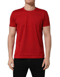Red cotton crew neck T-shirt from Dolce & Gabbana with Goodluck 2023 design, featuring a casual fit and logo accents.
