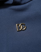 Dolce & Gabbana Blue Cotton Coral Logo Hooded Sweatshirt Sweater