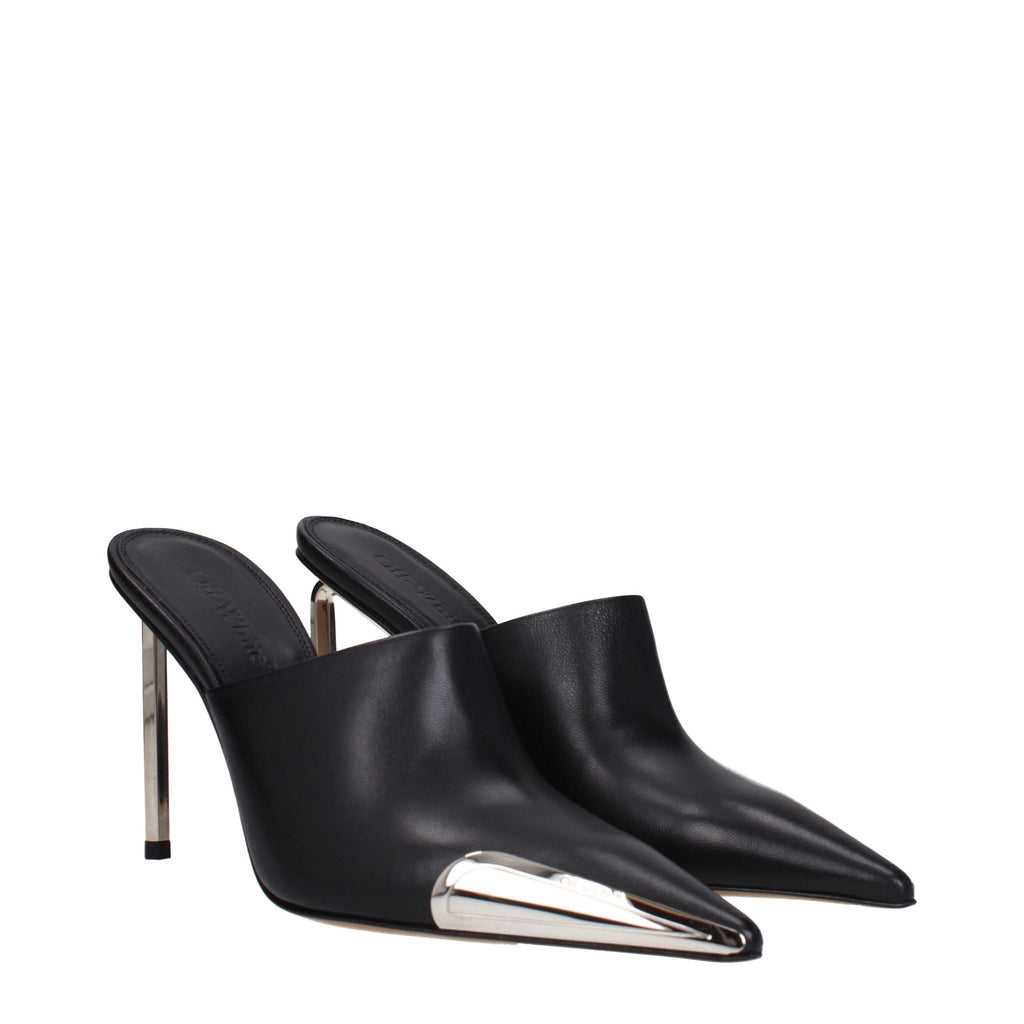 Off-White Black Leather High Heel Pumps Off-White
