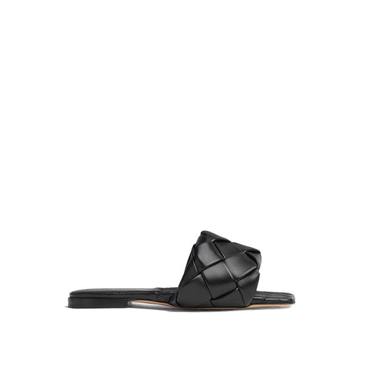 Bottega Veneta Black Lamb Leather Flat Sandals Bottega Veneta
