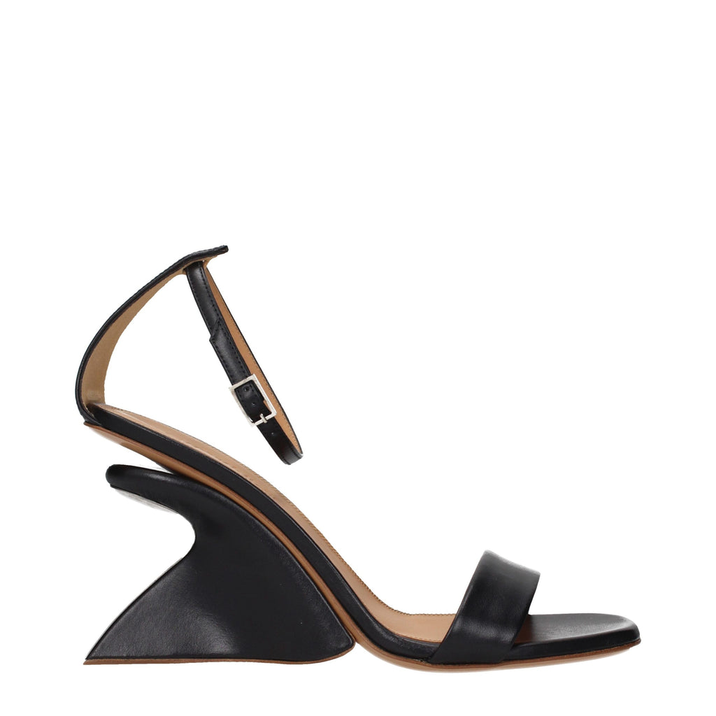 Off-White Black Leather Stiletto Heel Sandals Off-White