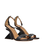Off-White Black Leather Stiletto Heel Sandals Off-White