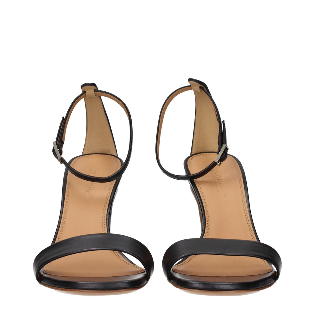 Off-White Black Leather Stiletto Heel Sandals Off-White