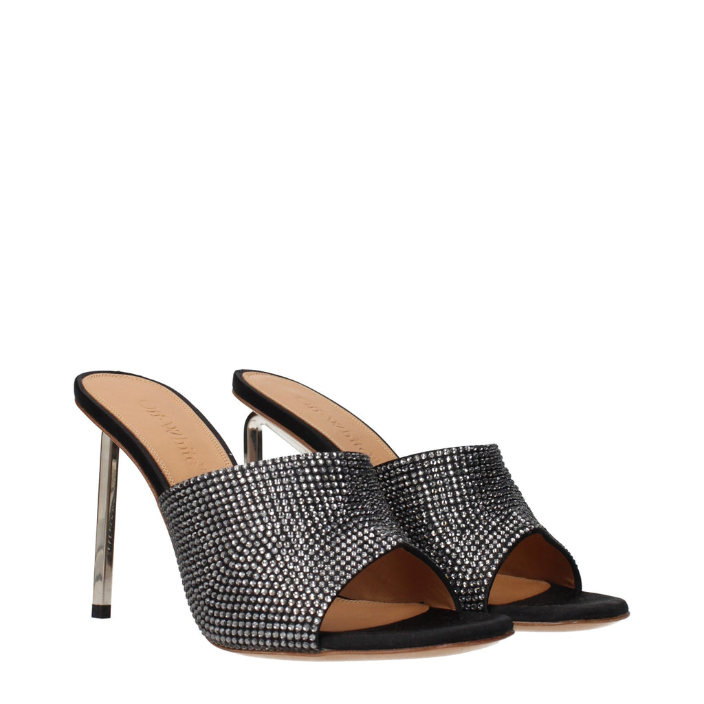 Off-White Black Satin Stiletto Heel Sandals Off-White