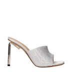 Off-White Gray Satin Stiletto Heel Sandals Off-White
