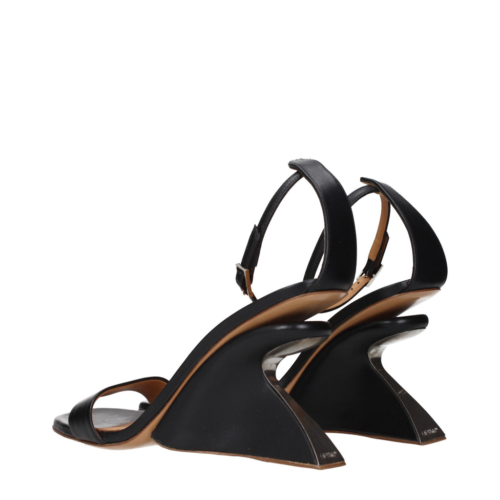 Off-White Black Leather Stiletto Heel Sandals Off-White