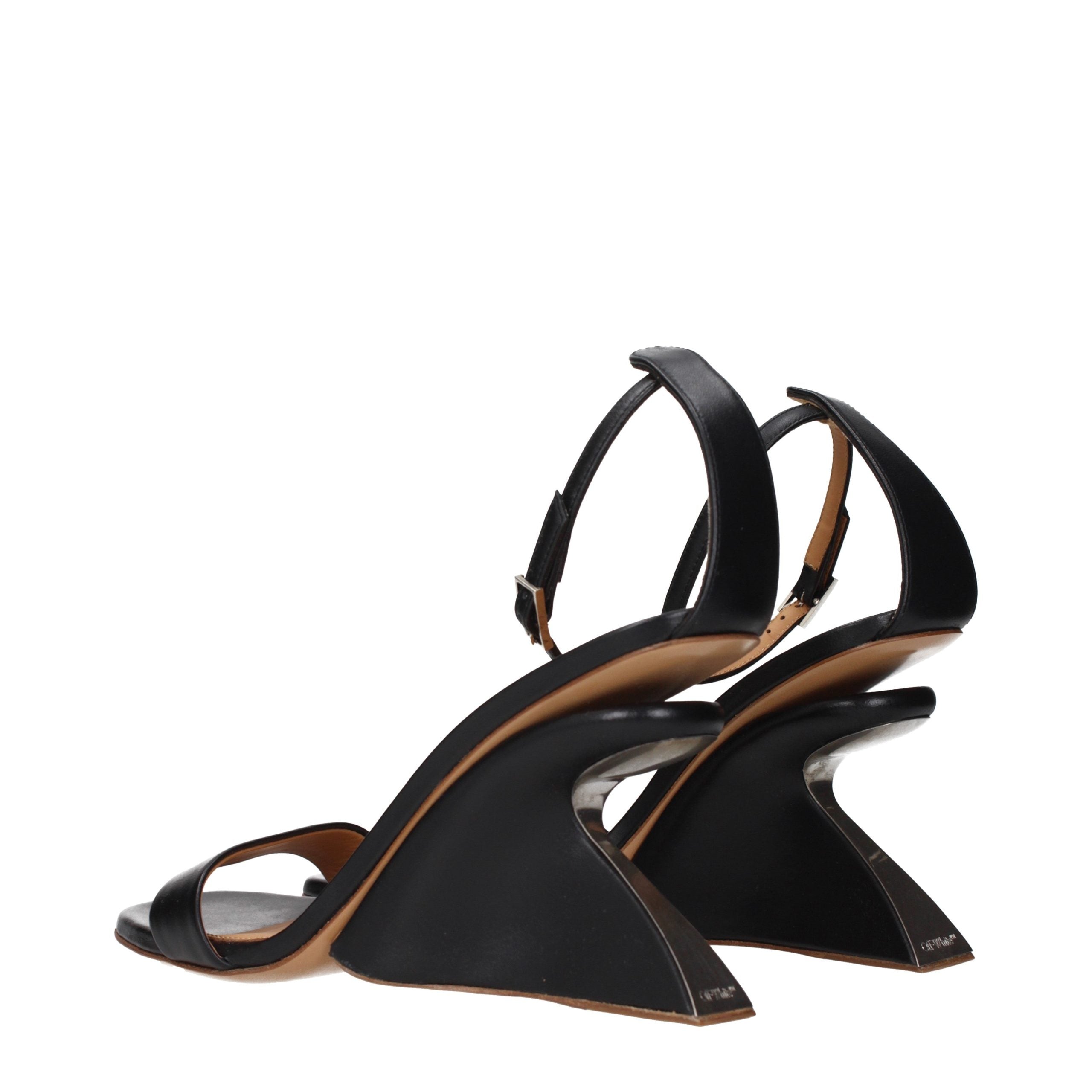 Off-White Black Leather Stiletto Heel Sandals Off-White