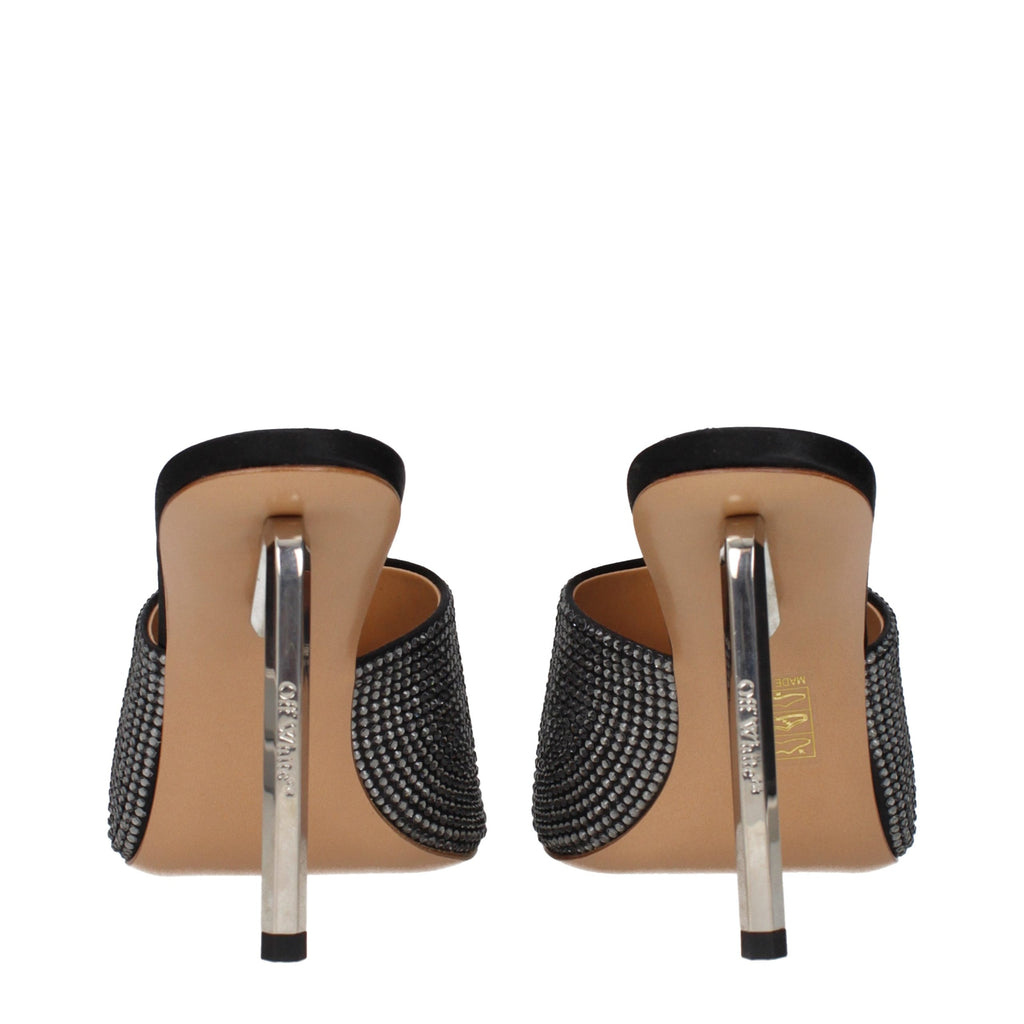Off-White Black Satin Stiletto Heel Sandals Off-White
