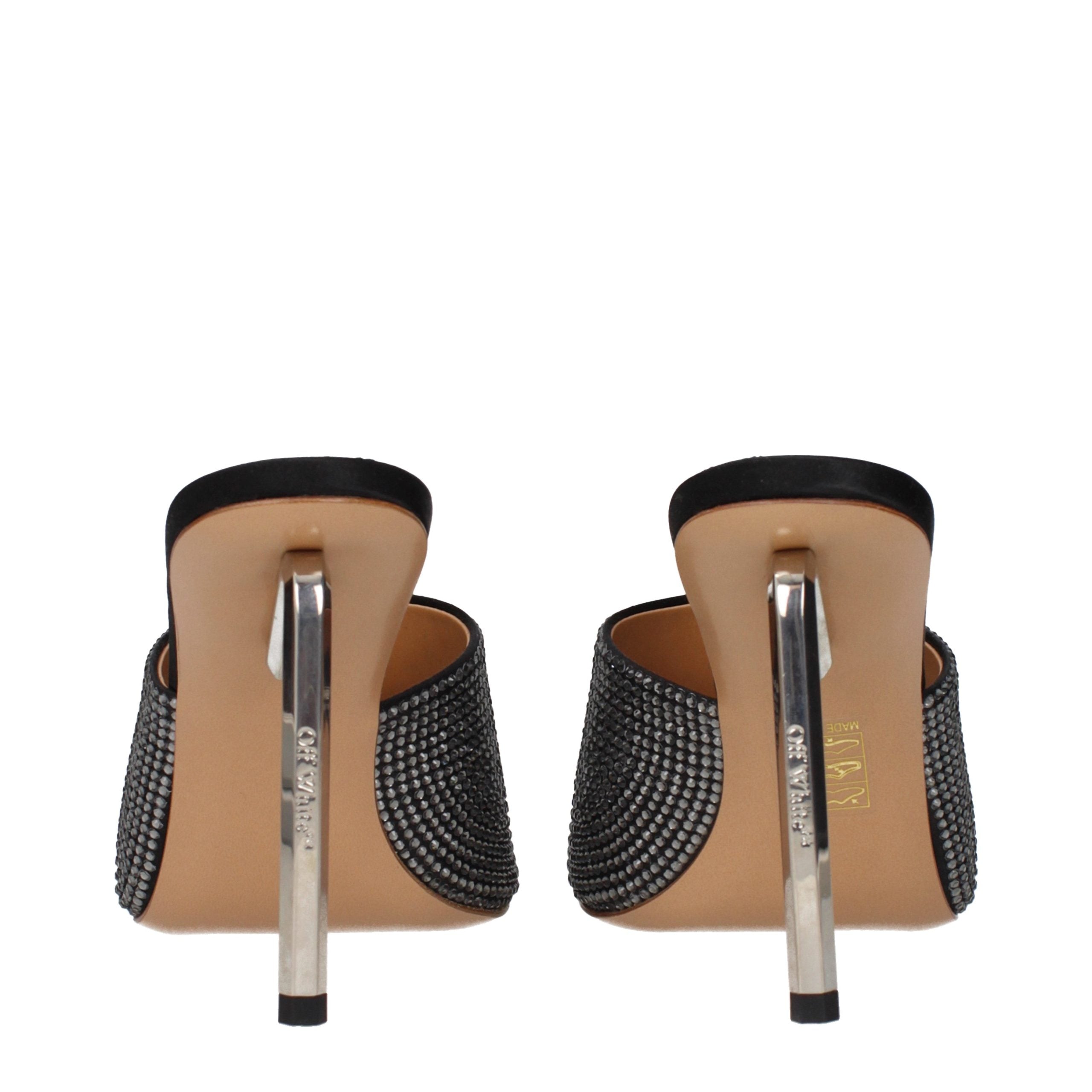 Off-White Black Satin Stiletto Heel Sandals Off-White