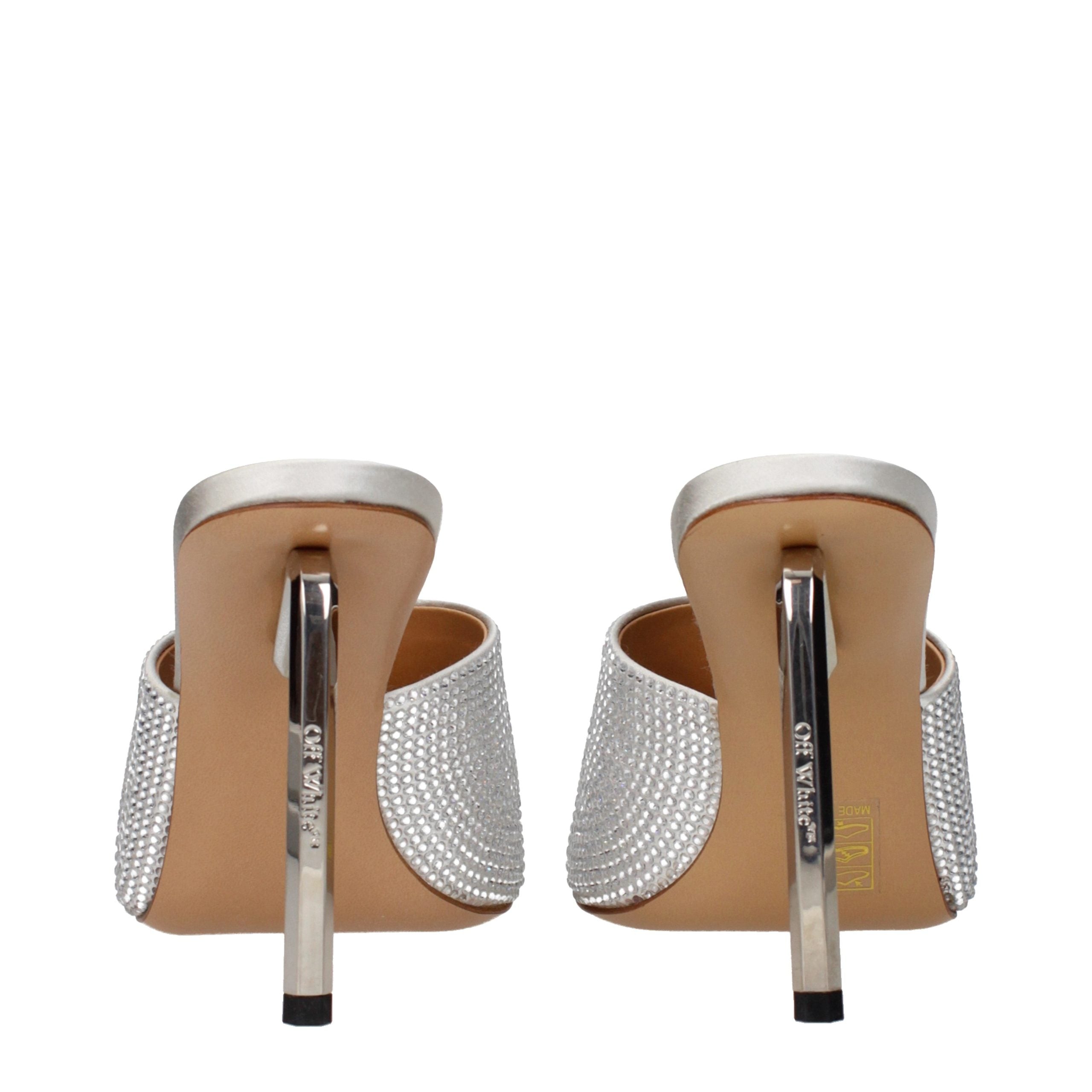 Off-White Gray Satin Stiletto Heel Sandals Off-White