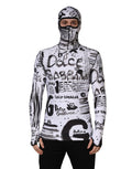 Dolce & Gabbana white jersey balaclava hood with graffiti print, casual sweater with bold, artistic design.