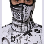 Dolce & Gabbana White Jersey Graffiti Print Balaclava Hood Sweater
