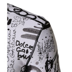 Dolce & Gabbana White Jersey Graffiti Print Balaclava Hood Sweater