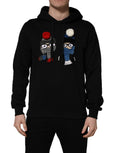 Black cotton hooded men's sweatshirt from Dolce & Gabbana with #dgfamily logo, featuring a casual fit and front pocket.