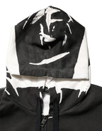 Dolce & Gabbana Black Cotton Logo Hooded Full Zip Sweater
