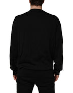 Dolce & Gabbana Black Graphic Logo Crew Neck Wool Pullover Sweater Dolce & Gabbana