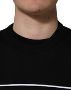 Dolce & Gabbana Black Graphic Logo Crew Neck Wool Pullover Sweater Dolce & Gabbana