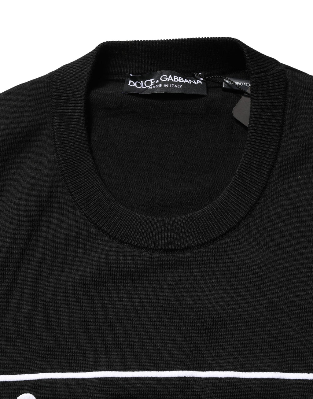 Dolce & Gabbana Black Graphic Logo Crew Neck Wool Pullover Sweater Dolce & Gabbana