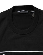 Dolce & Gabbana Black Graphic Logo Crew Neck Wool Pullover Sweater Dolce & Gabbana