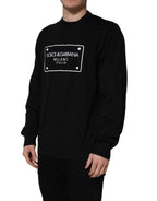 Dolce & Gabbana Black Graphic Logo Crew Neck Wool Pullover Sweater Dolce & Gabbana