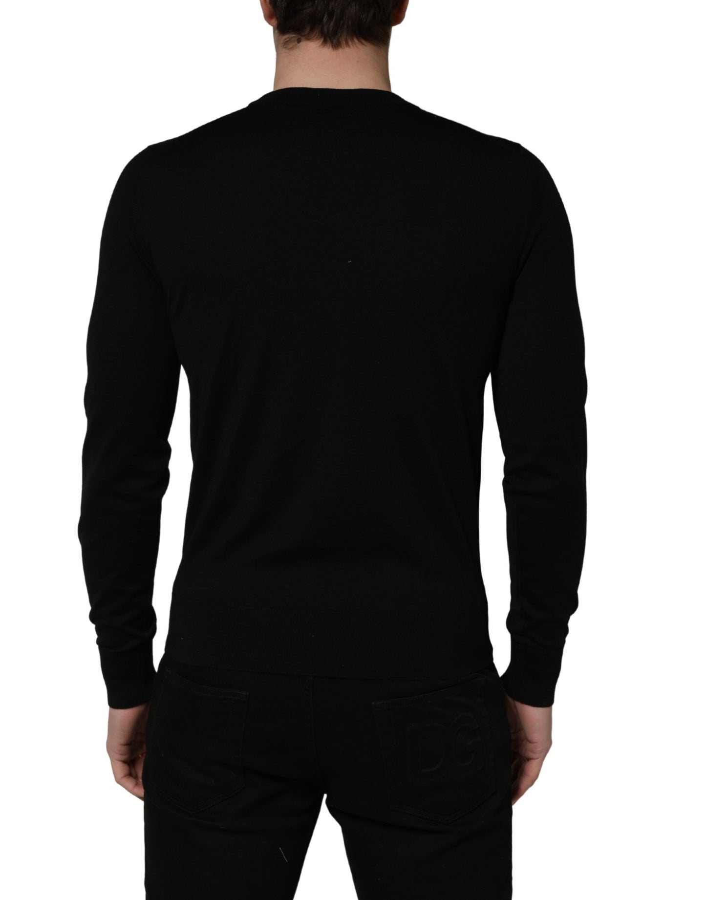 Dolce & Gabbana Black embroidered Logo Crew Neck Pullover Sweater Dolce & Gabbana