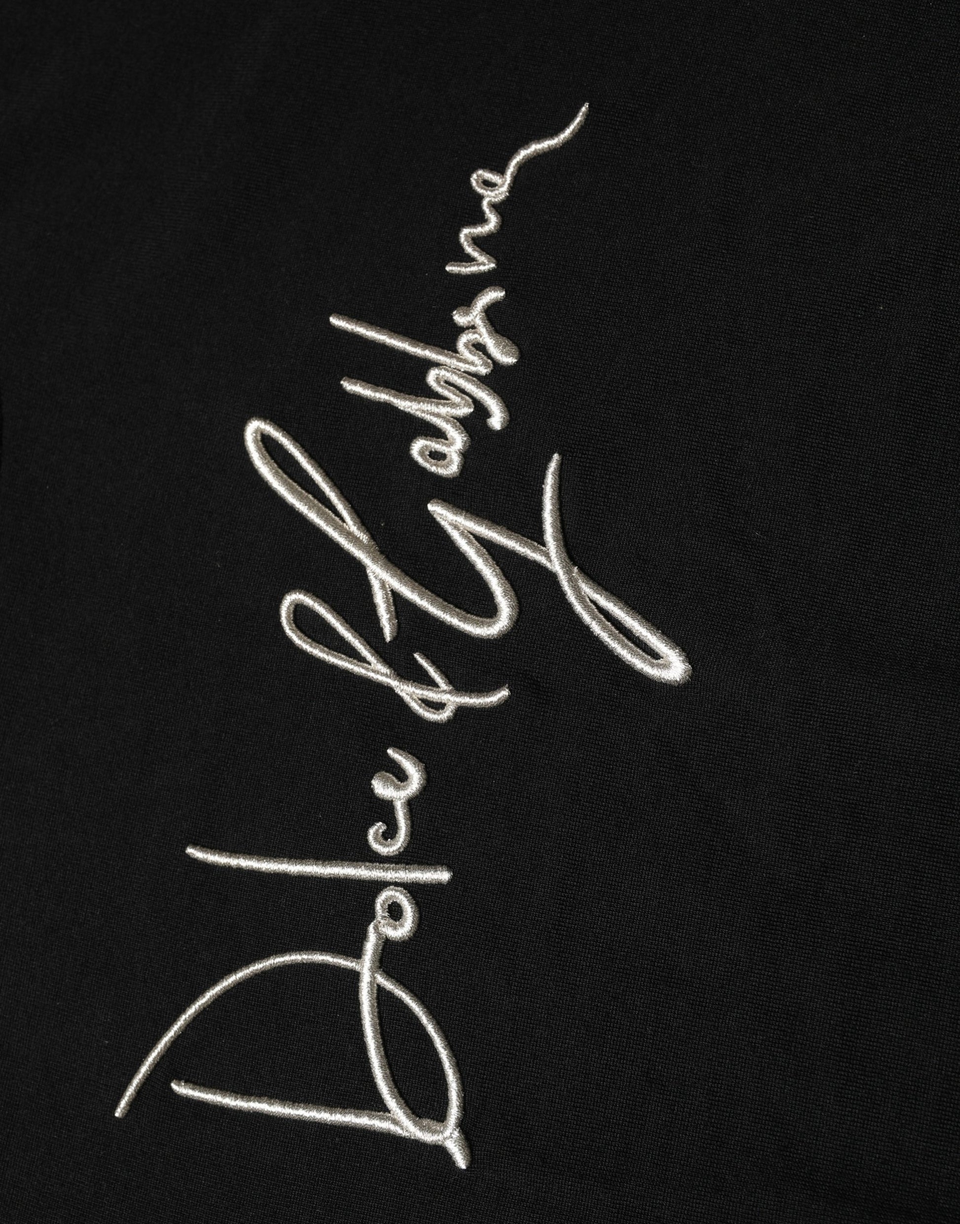 Dolce & Gabbana Black embroidered Logo Crew Neck Pullover Sweater Dolce & Gabbana