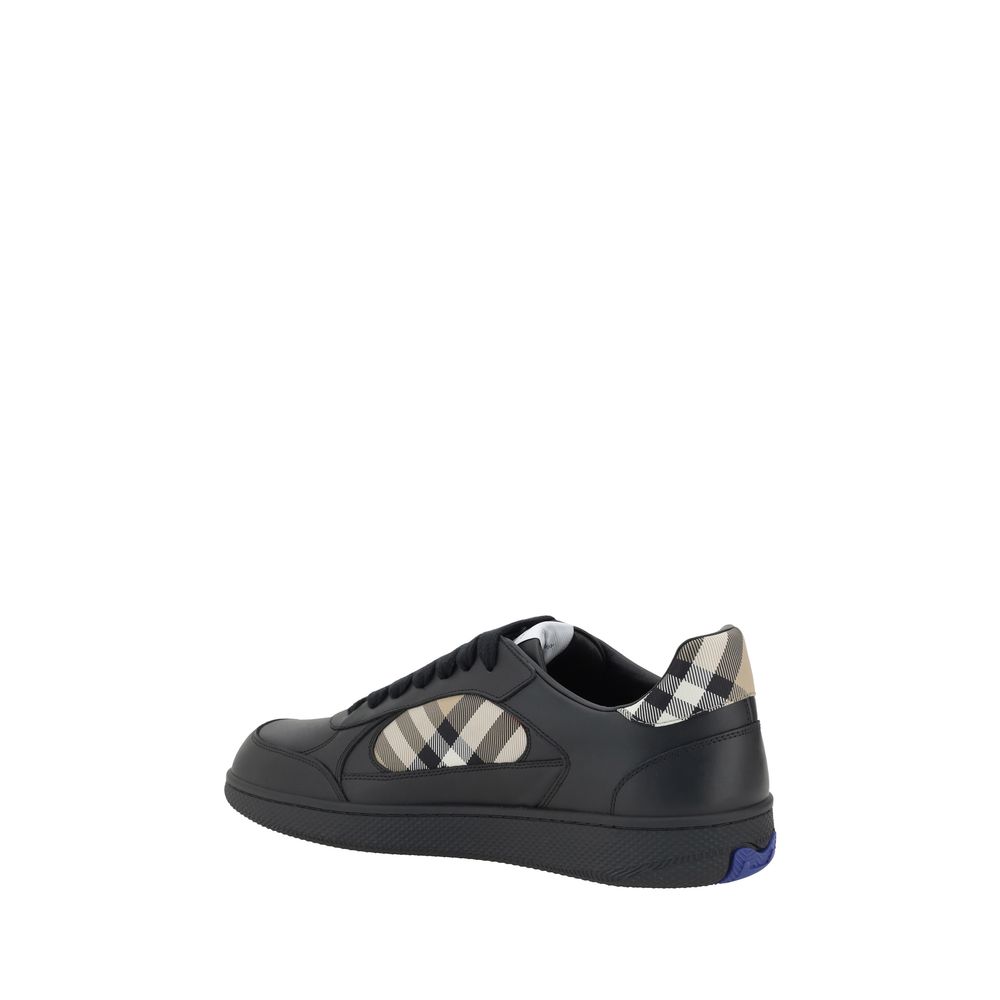 Burberry Black Calf Leather Bos Taurus Low Top Sneakers - Eljoys Fashion 