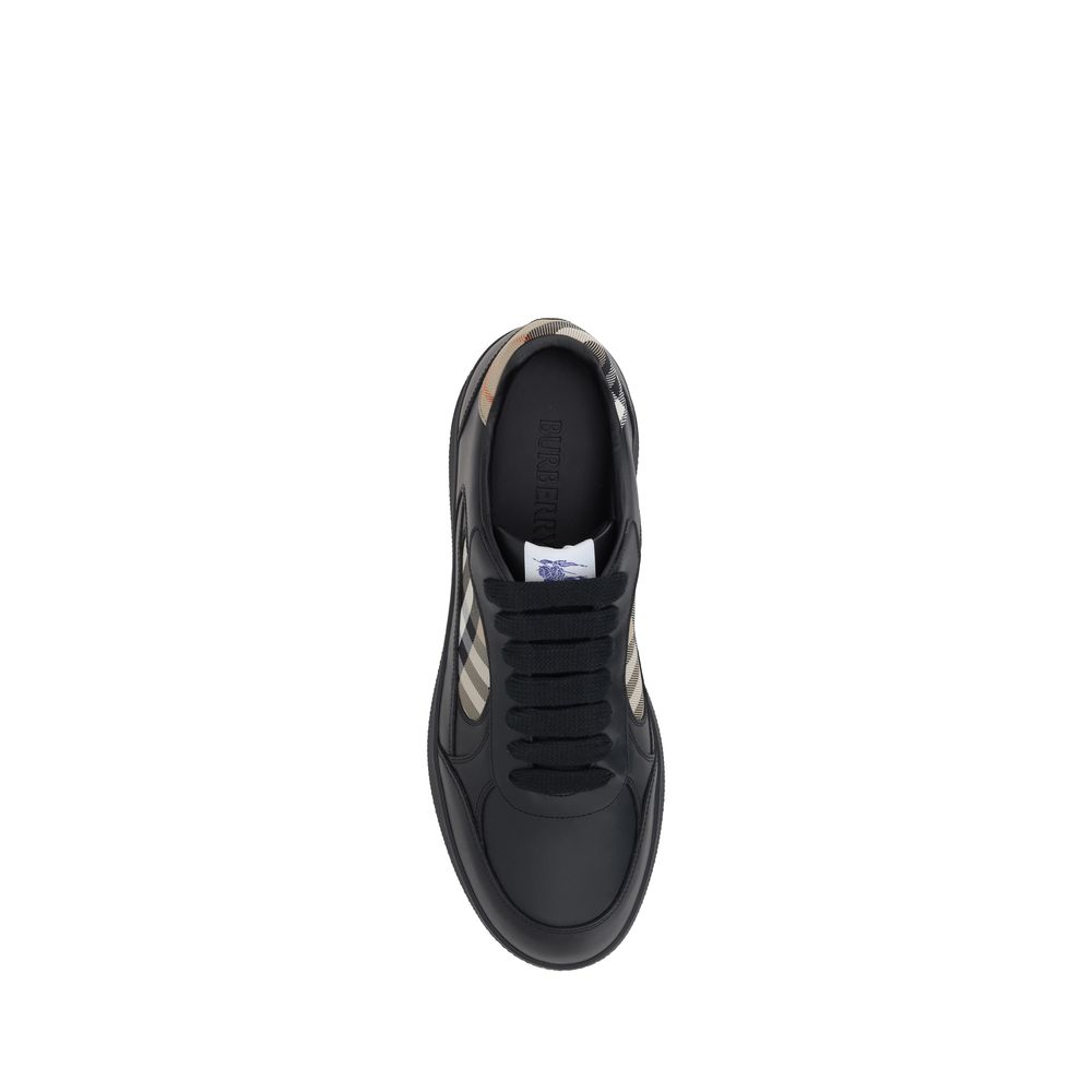 Burberry Black Calf Leather Bos Taurus Low Top Sneakers - Eljoys Fashion 
