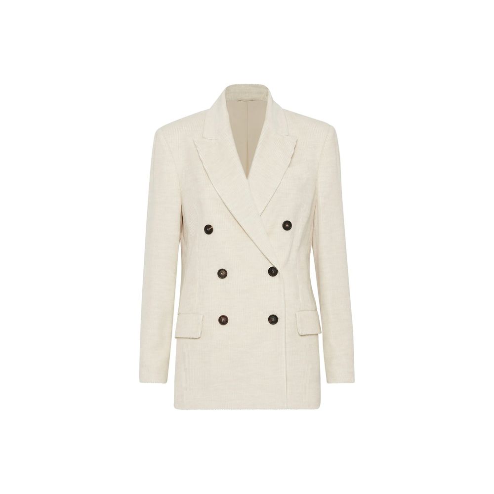 Brunello Cucinelli White Cotton Blazer Brunello Cucinelli