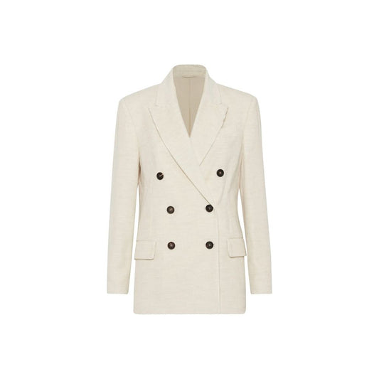 Brunello Cucinelli White Cotton Blazer Brunello Cucinelli
