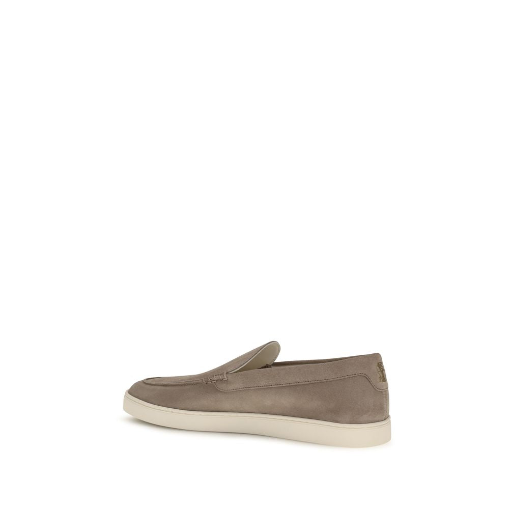 Brunello Cucinelli Gray Calf Leather Bos Taurus Slip-On Loafers Brunello Cucinelli