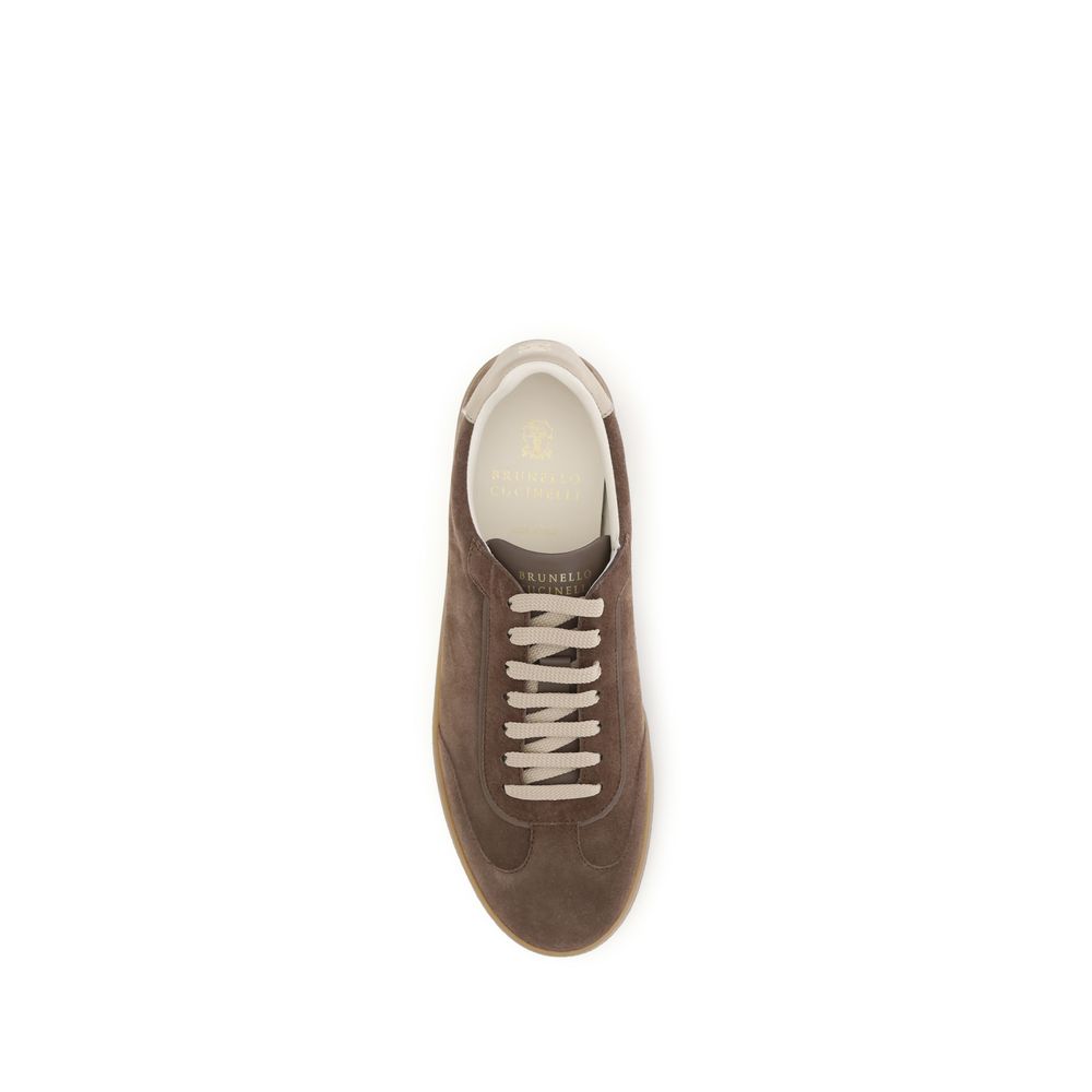 Brunello Cucinelli Beige Calf Leather Bos Taurus Low Top Sneakers Brunello Cucinelli