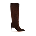 Santoni Brown Calf Leather Bos Taurus High Heel Boots Santoni