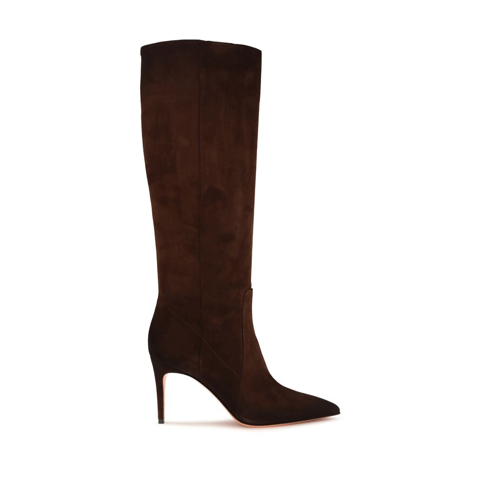 Santoni Brown Calf Leather Bos Taurus High Heel Boots Santoni