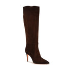 Santoni Brown Calf Leather Bos Taurus High Heel Boots Santoni