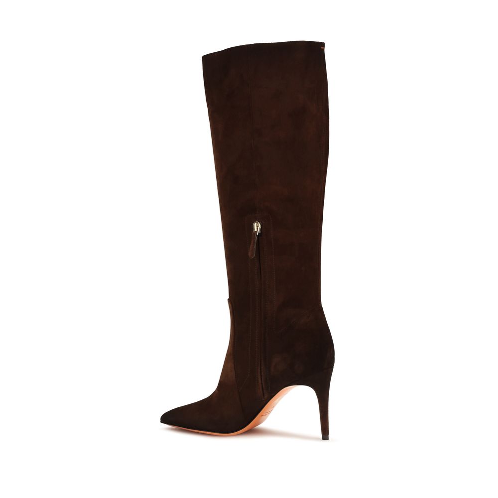 Santoni Brown Calf Leather Bos Taurus High Heel Boots Santoni