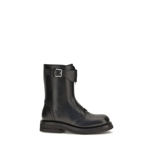 Alexander McQueen Black Calf Leather Bos Taurus Lace-Up Boots Alexander McQueen