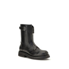 Alexander McQueen Black Calf Leather Bos Taurus Lace-Up Boots