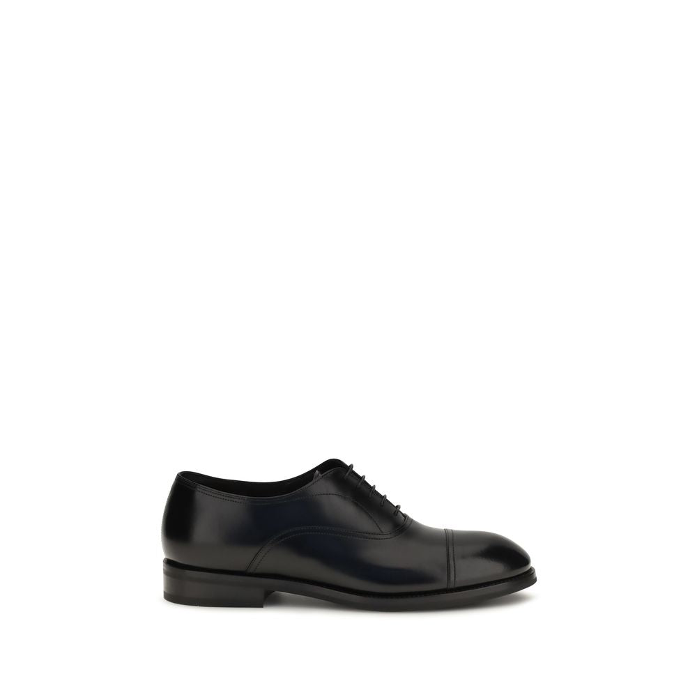 Santoni Black Calf Leather Bos Taurus Oxfords And Derbies Santoni