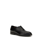 Santoni Black Calf Leather Bos Taurus Oxfords And Derbies Santoni