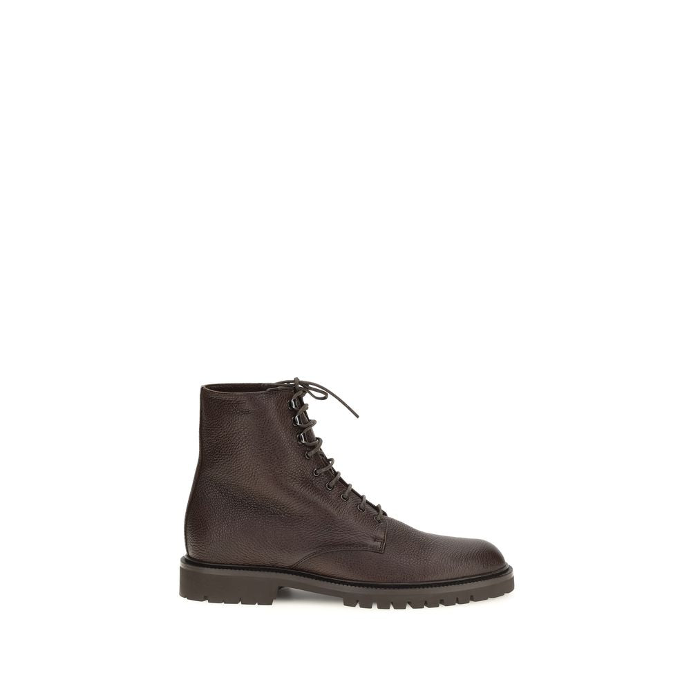 Brunello Cucinelli Brown Calf Leather Bos Taurus Lace-Up Boots - Eljoys Fashion 
