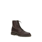 Brunello Cucinelli Brown Calf Leather Bos Taurus Lace-Up Boots - Eljoys Fashion 