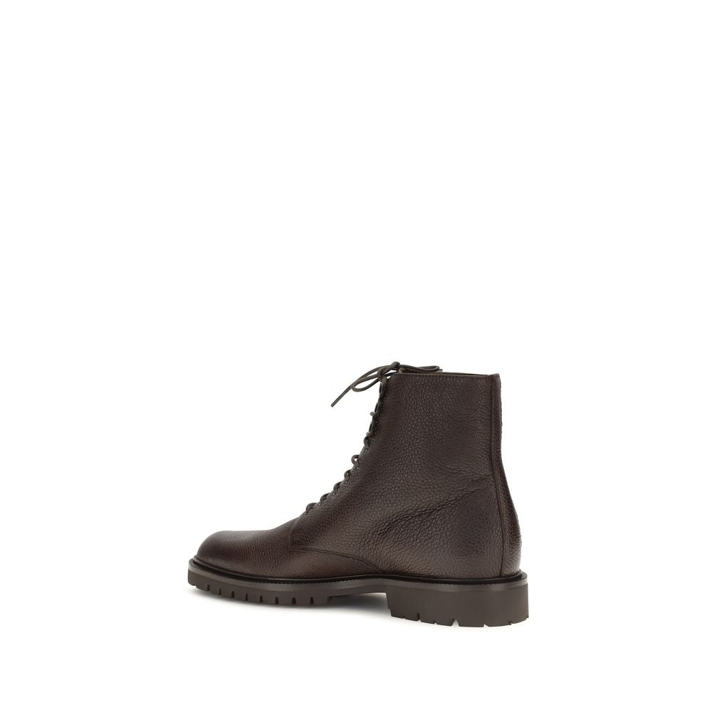 Brunello Cucinelli Brown Calf Leather Bos Taurus Lace-Up Boots - Eljoys Fashion 
