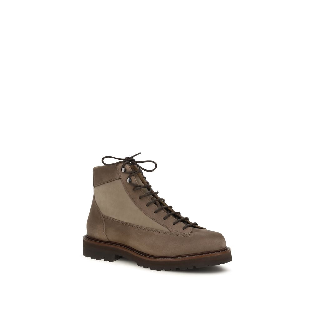 Brunello Cucinelli Brown Calf Leather Bos Taurus Lace-Up Boots - Eljoys Fashion 