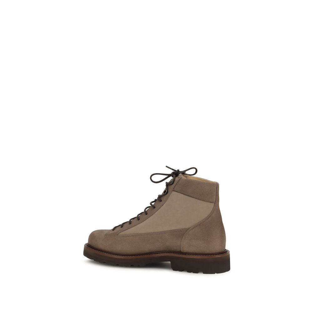 Brunello Cucinelli Brown Calf Leather Bos Taurus Lace-Up Boots - Eljoys Fashion 