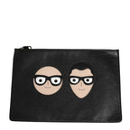 Dolce & Gabbana Black #DGFamily Embellished Leather Clutch Borse Bag