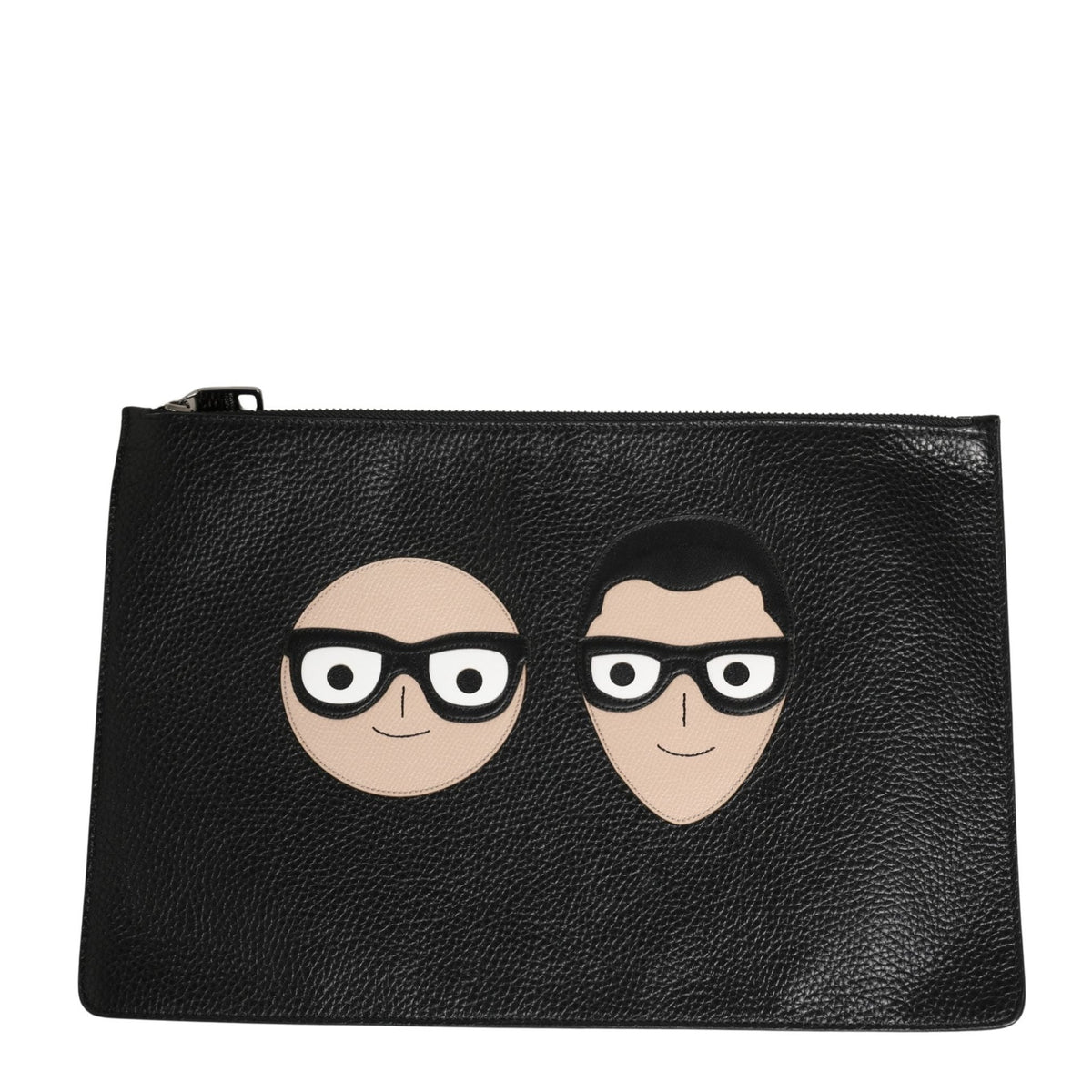 Dolce & Gabbana Black #DGFamily Embellished Leather Clutch Borse Bag