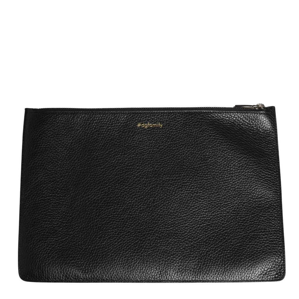 Dolce & Gabbana Black #DGFamily Embellished Leather Clutch Borse Bag