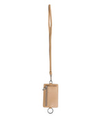 Dolce & Gabbana Beige Leather Logo Embossed Lanyard Card Holder Wallet