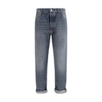 Brunello Cucinelli Gray Cotton Straight-Leg Jeans